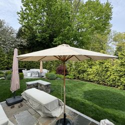 cb2 Teak Outdoor Umbrella With Sunbrella Cover