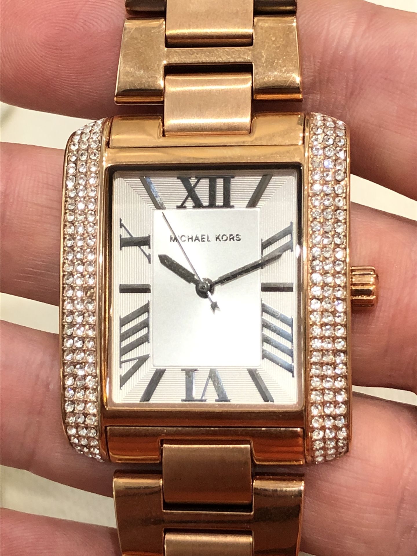295 Michael Kors Authentic Rose Gold Iced Out Face Ladies Watch Jewelry Accessories