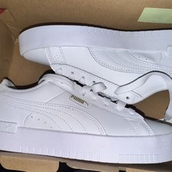 Puma Classic White Sneakers with Gold Accent