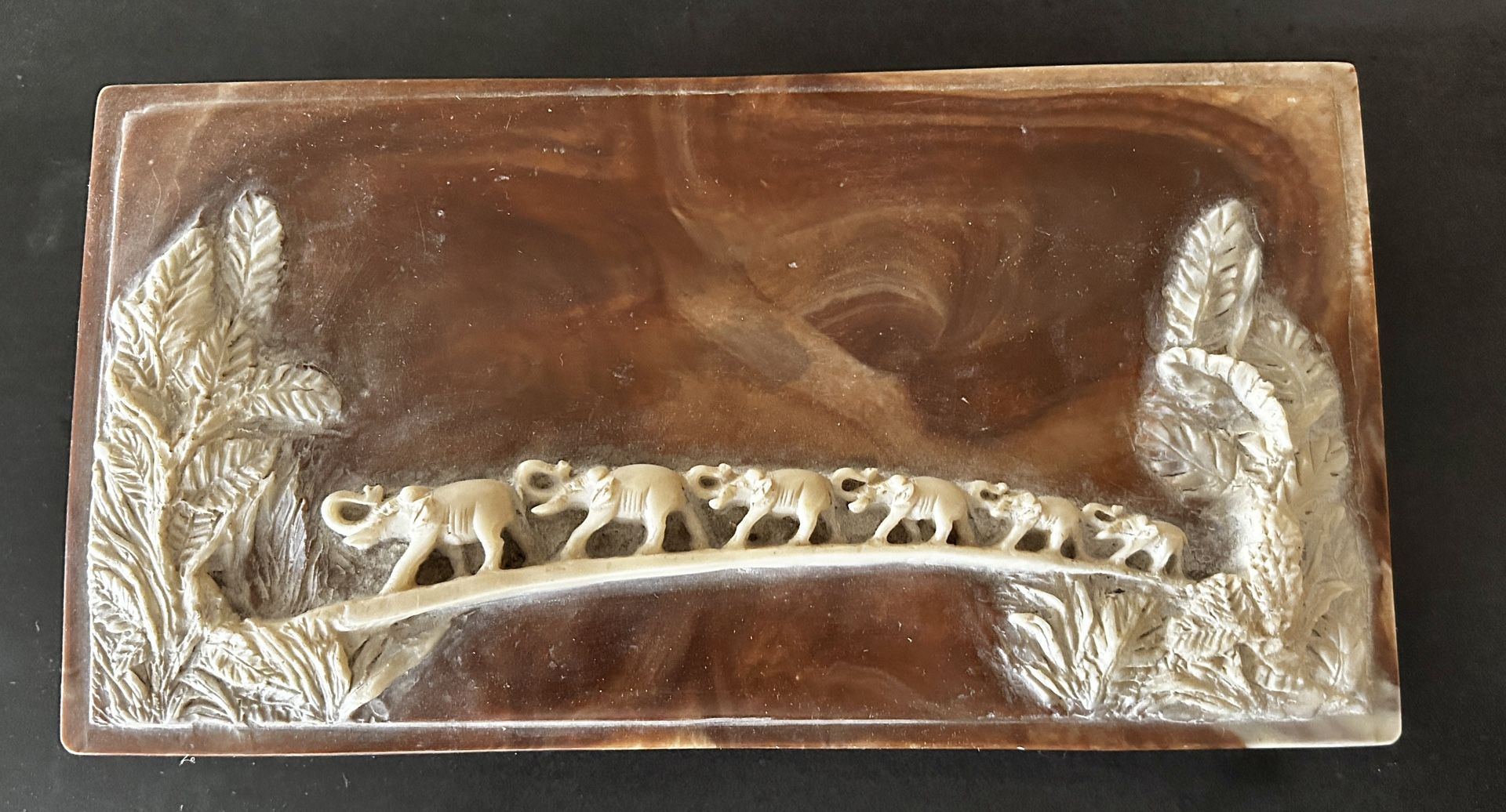 Vintage Elephant Carved Decorative Wooden Box