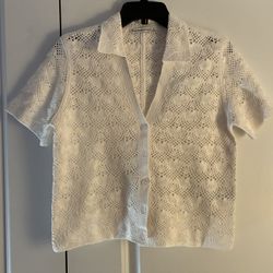 Abercrombie & Fitch White Lace Button Down Shirt Size Small