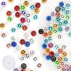 200pcs Smiley Face Beads, 10mm Colorful Mixed Beads for DIY Acrylic Beads