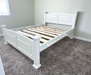Queen Solid Wood Bed Frame $400