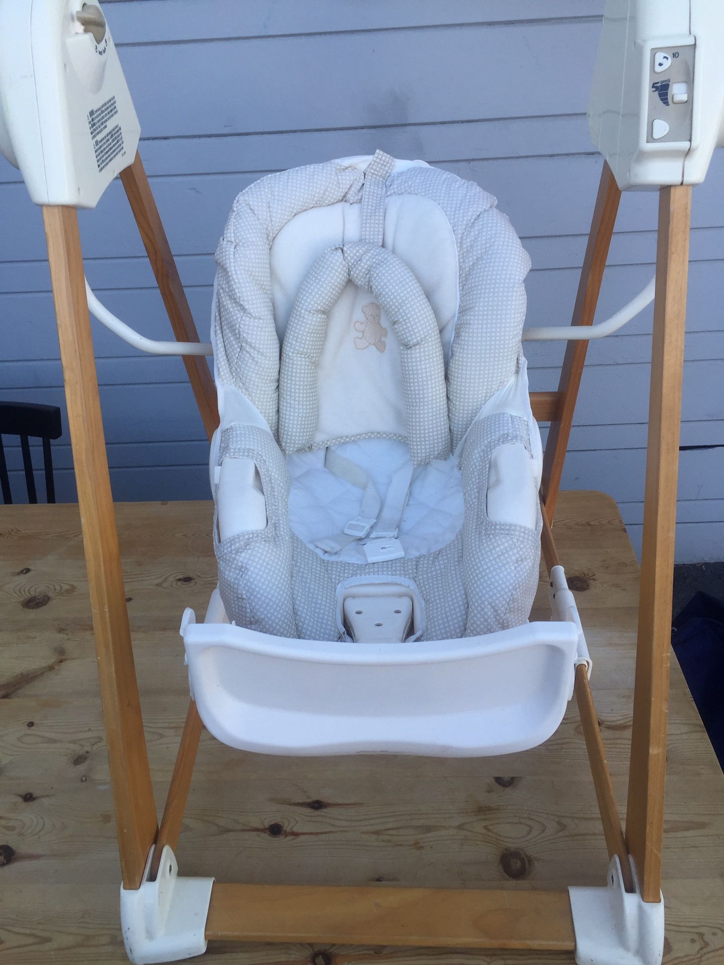 Eddie Bauer classic wood baby swing $30