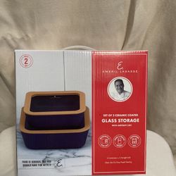 Set Of 2 Ceramic Glass Storage Container 