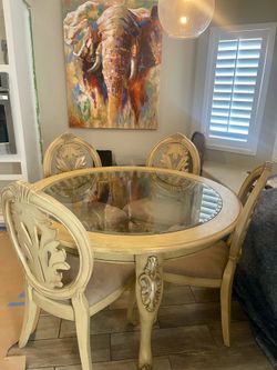 Ashley Furniture Ornate Round Glass Top Dining Table with 4 Chairs $280.00 OBO