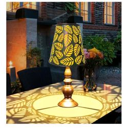 Solar Table Lamp Green Leaf Waterproof Lantern Auto Light Up