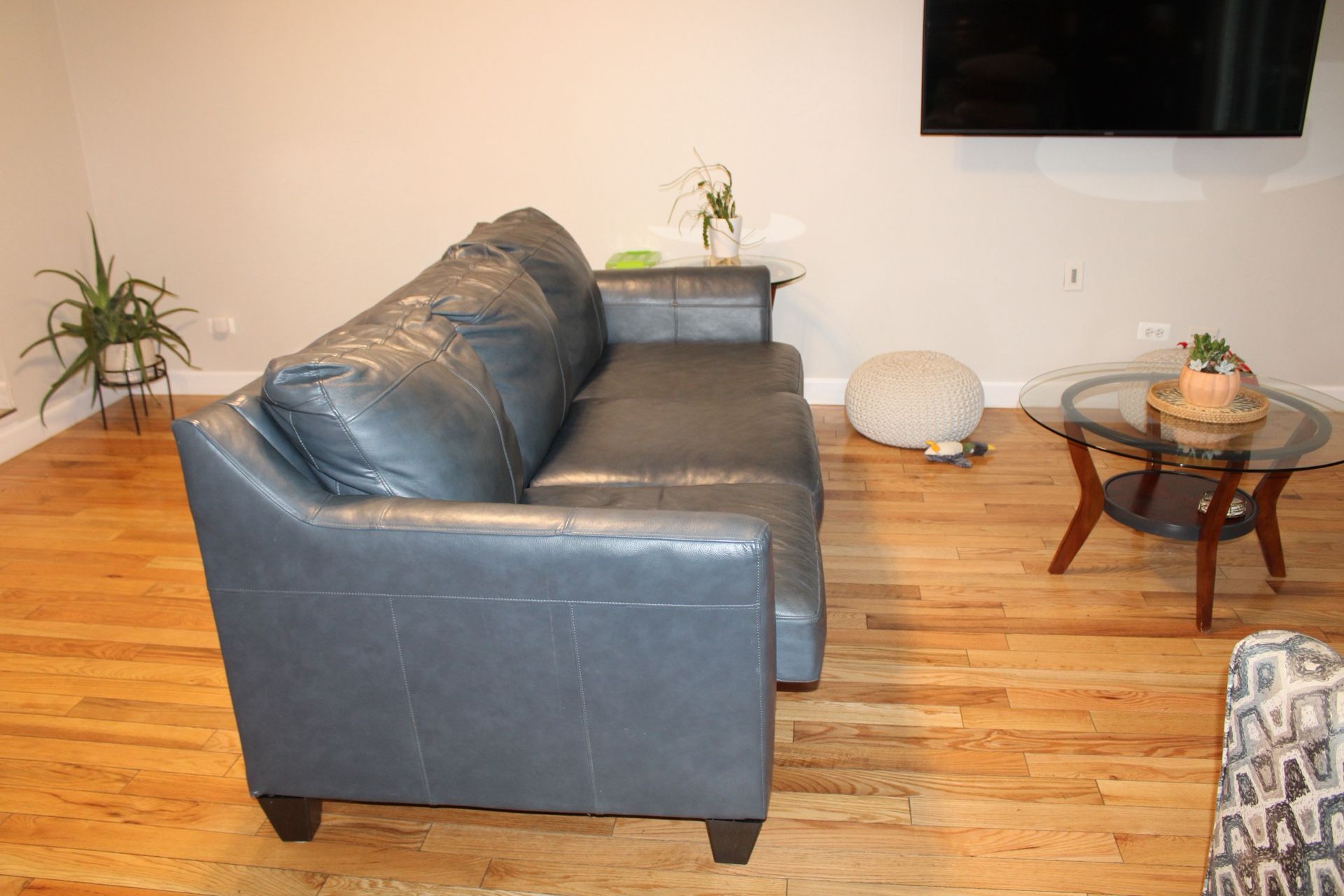 Blue Leather Sofa & Loveseat Set – Great Condition