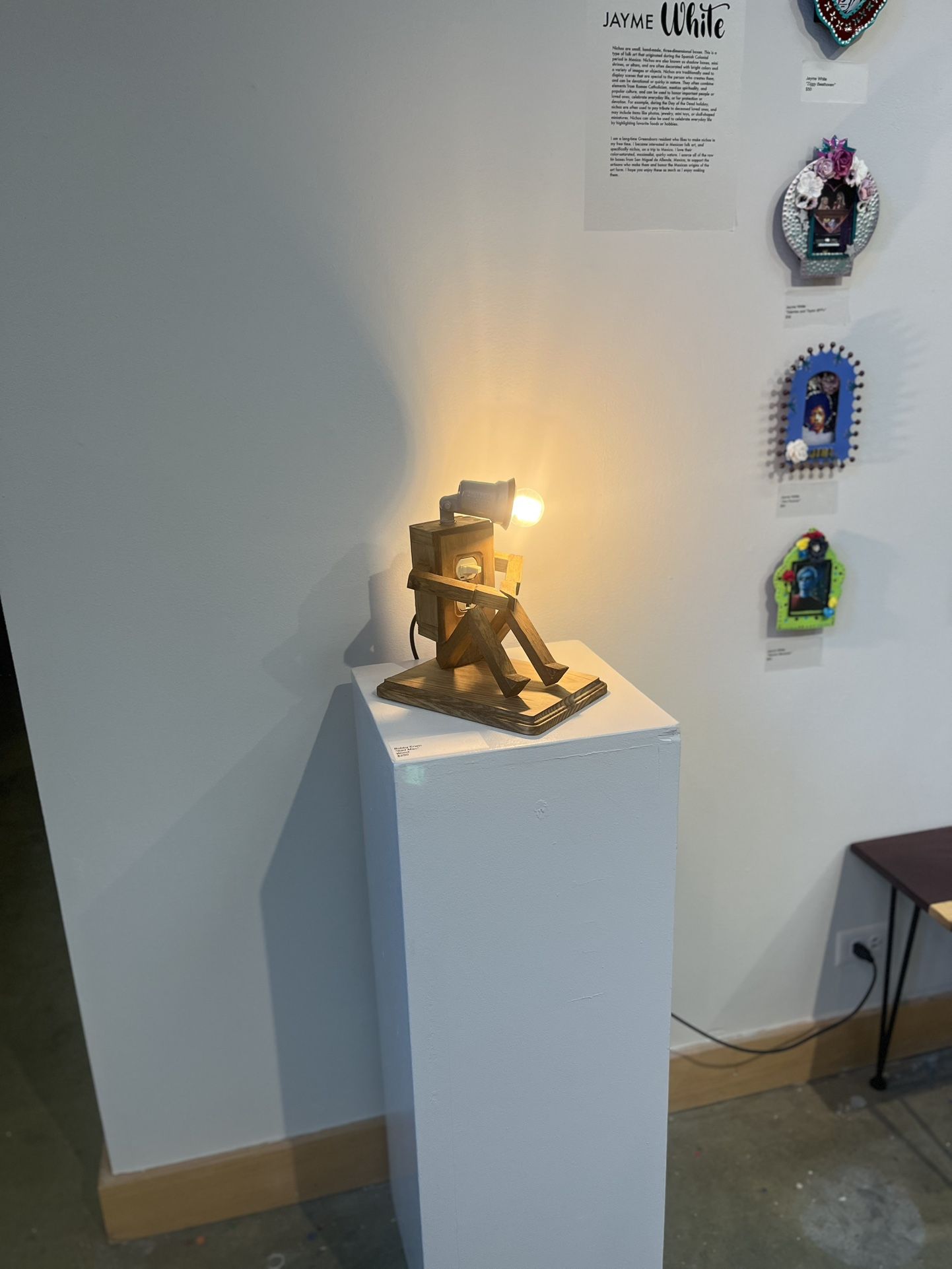 Wooden Sad man Lamp