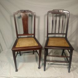 Restored Antique Parlor Chairs With Cane Seats