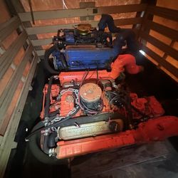 Two working boat motors with transmission
