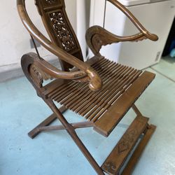 Custom Made Antique Bowl Shape Wooden Asian Chair