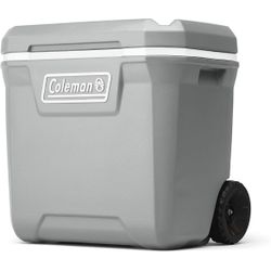 Coleman 64 Qt 100 Cans Insulated Portable Cooler Heavy Duty Wheels, Leak Free