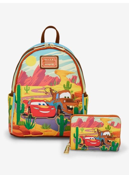 Loungefly cars Mini Backpack and Wallet
