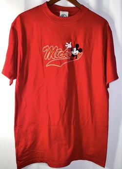 NWOT-Disney Mickey & Co. Womens L Mickey Mouse Embroidered Red SS Oversized Tee