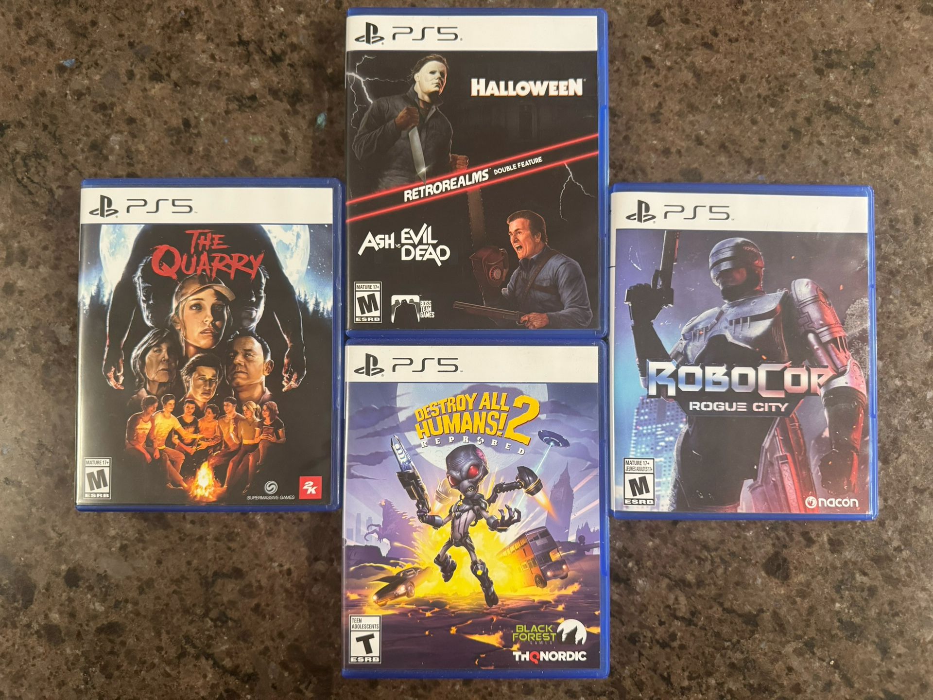 4 PS5 Games (Retro Realms, Robocop, The Quarry, Destroy All Humans 2)