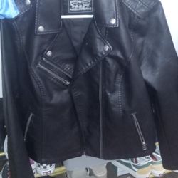 Women's Levis Black Faux Leather Jacket - Size M