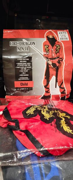 Fire Dragon Ninja Child Costume Large 12-14
