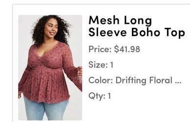 Torrid Mesh Long Sleeve Boho