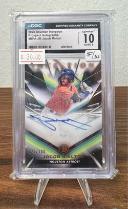 Jacob Melton Gem Mint CGC 10 #/300 Auto - Houston Astros baseball cards