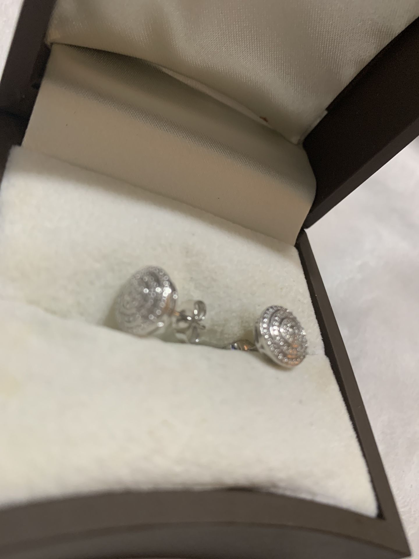 Earrings diamonds w/ rhodium over silver NEW
