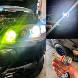 6000k Glacier White LED Headlight And 3000k Jdm Yellow LEDs Fog Lights 