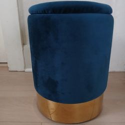 Blue Suede Storage Ottoman