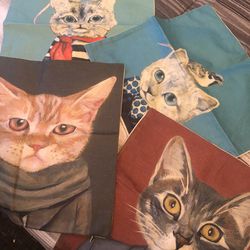 Set of 4 Cat Pillow Cases 