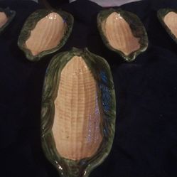 Vintage Hand Painted Ceramic Corn On Cobb Holder's 