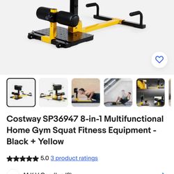 Costway SP36947 8-in-1 Multifunctional Home Gym Squat Fitness Equipment - Black + Yellow