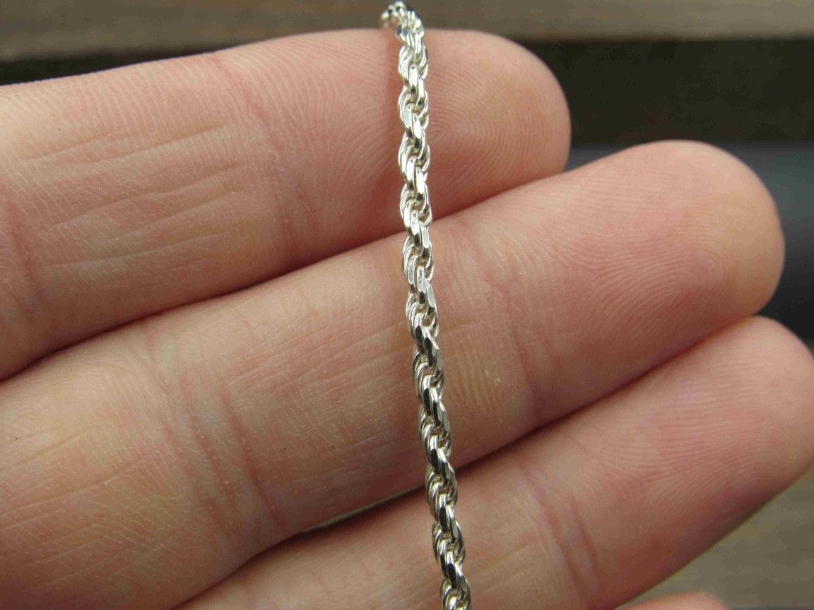 8" Sterling Silver Cool Plain Braid Chain Bracelet Vintage