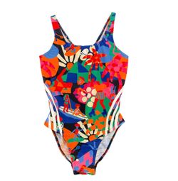 Adidas x Farm Rio One Piece Swimsuit Colorful Graphic Palm Tree Roller Skates Womens size 6 NEW