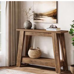 41.3 in. Rustic Brown Rectangle Wood Console Table, Small Entraway Table Y-5