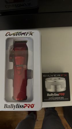 BaBylissPRO CustomFX Clipper (Red) + SilverFX Charging Base Bundle - New Open Box ONLY