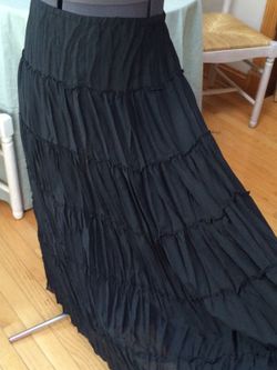 Women's Sunny Leigh Black Cowgirl Western Tiered Broom Skirt XL