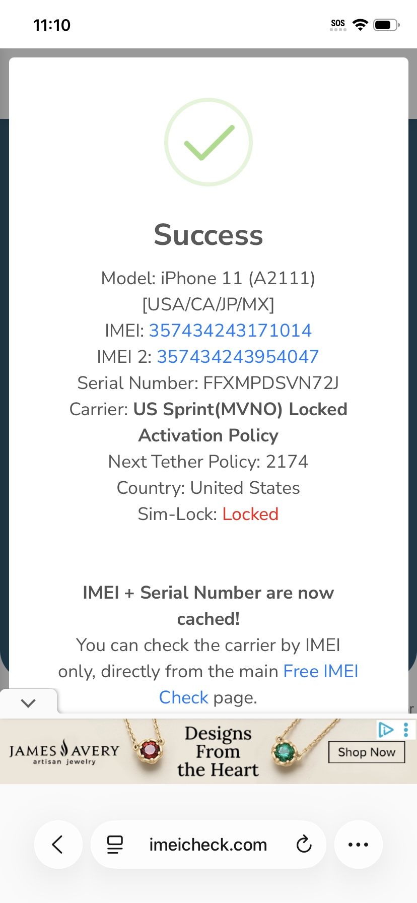 Iphone 11 64gb 100% BH Sprint/MVNO Only