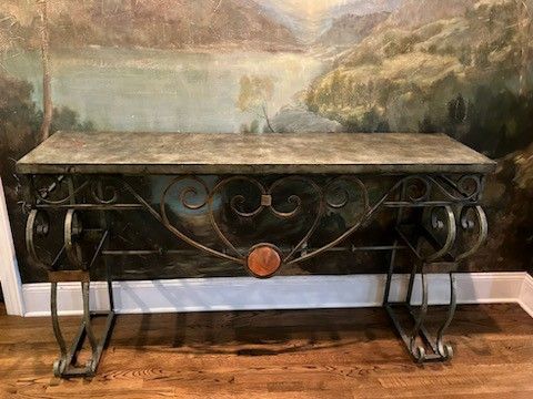 French Spanish Metal Console Table