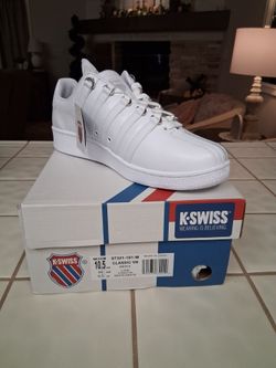 L🧿🧿K! - K-Swiss Classic VN White White Mens Leather Shoes Fashion Sneakers size 10.5 BRAND NEW IN BOX,NEVER WORN!....asking $75.00