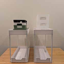 Kitchen Organization Bundle - Under Sink Organizer Shelves, Storage Containers