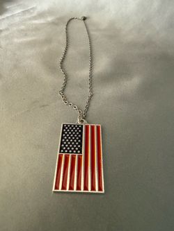 American Flag Enamel Pendant Necklace