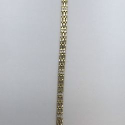 14K GOLD DIAMOND FENCY BRACELET. NEW.