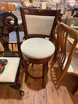 Wood Bar Stool with Upholstered Seat and Back