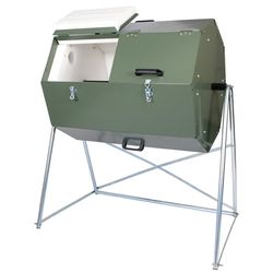 Jora Composter JK 270 - Outdoor Dual Chamber Compost Tumbler - 70 Gallon - Galvanized Steel Construction