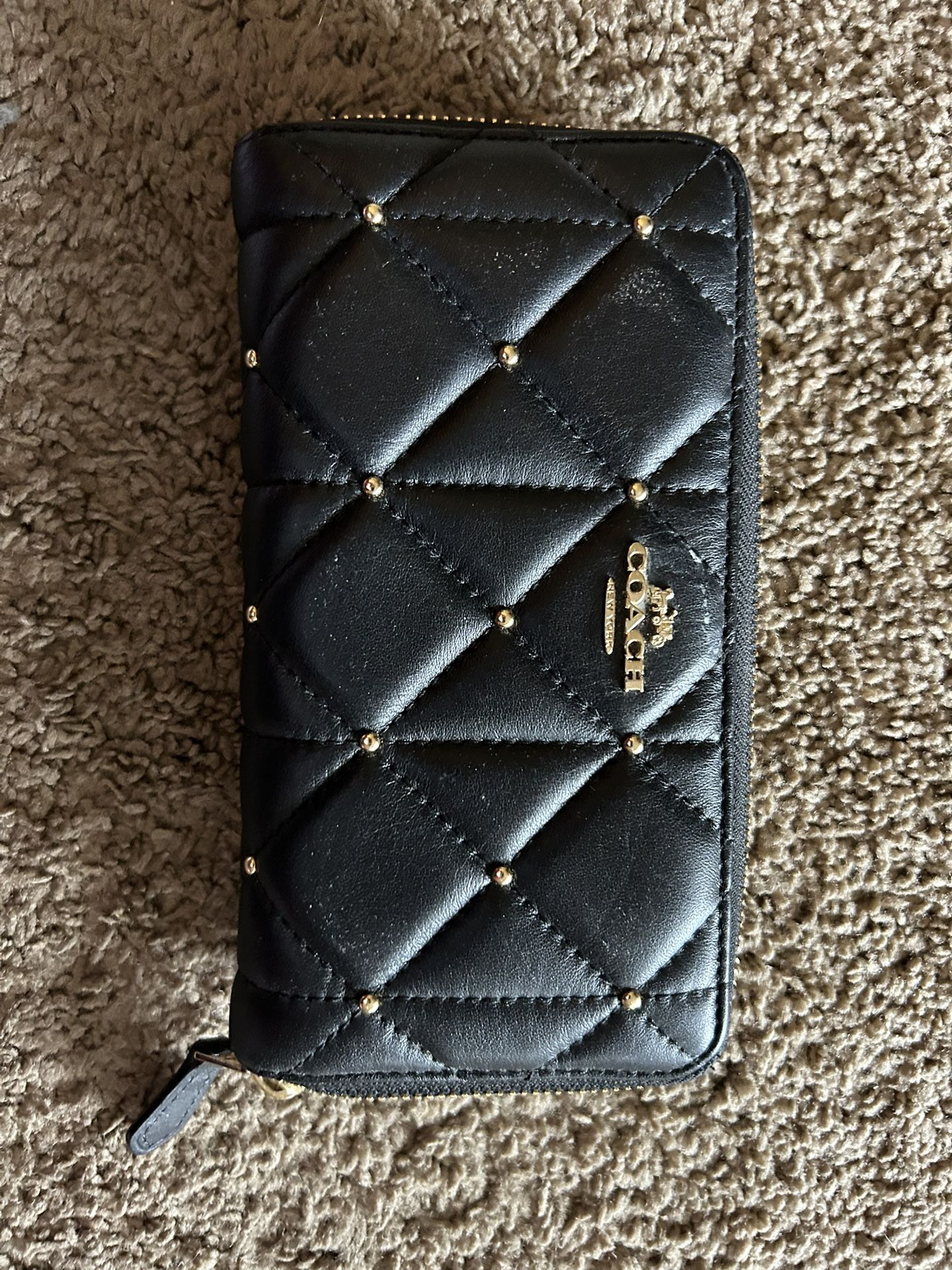 Coach-black Leather Quilted Wallet