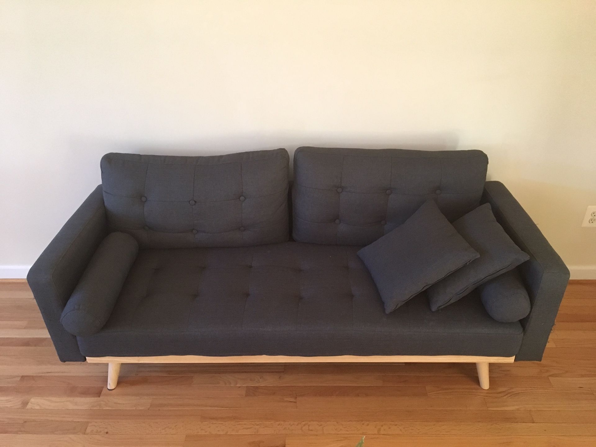 Mid century modern couch navy blue