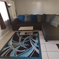 Sofa Sectional  , Coffee Table, Rug And Lamp Set