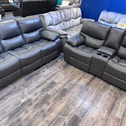Madrid Two Piece Sofa Loveseat Recliner, Living Room, $9 99