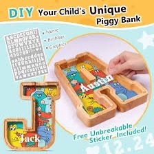 New Large 12’ Wooden Letter “C” “S” And “F” Dinosaur Piggy Bank for Kids.