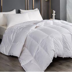 King Size Cooling White Goose Down Duvet Insert 800 FP Goose Feather Quilt Noiseless All Season Hotel Down Bedding Comforter with 600 TC Cotton Cover 