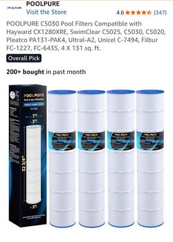 POOLPURE C5030 Pool Filters Compatible with Hayward CX1280XRE, SwimClear C5025, C5030, C5020, Pleatco PA131-PAK4, Ultral-A2, Unicel C-7494, Filbur FC-